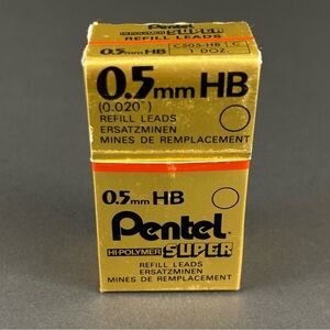Pentel Hi-Polymer Super Ultra Fine Refill Leads 0.5mm HB C505/12 Tubes 144 TOTAL